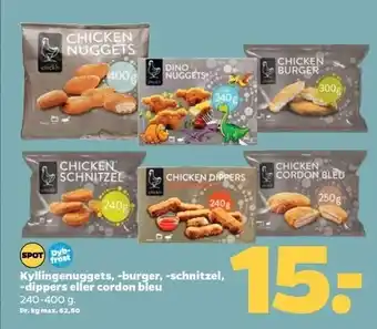 Netto Kyllingenuggets, -burger, -schitzel, -dippers el. cordon bleu tilbud