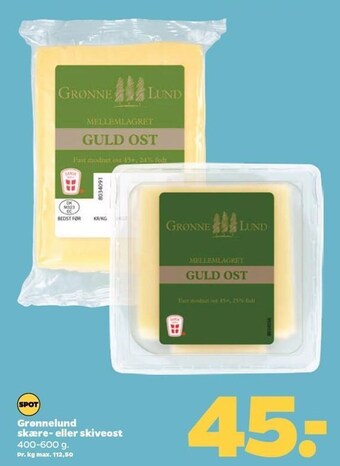 Netto Grønnelund skære- el. skiveost tilbud