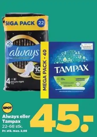 Netto Always el. tampax tilbud