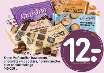REMA 1000 Karen volf snøfler, havredrøm, chocolate chip cookies, honningsnitter el. chokoladekage tilbud