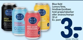 REMA 1000 Blue keld lemon/lime, hindbær/jordbær, hvid grape/rabarber el. ananas/mango tilbud