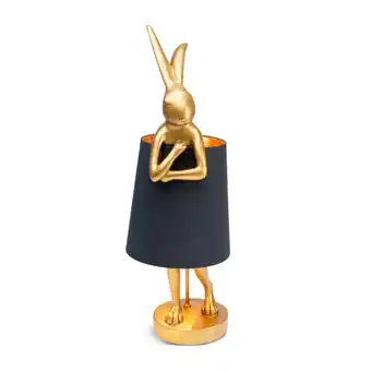 Kanin bordlampe, guld m. sort skærm