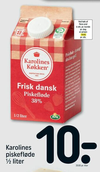 REMA 1000 Karolines piskefløde ½ liter tilbud