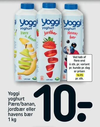 REMA 1000 Yoggi yoghurt Pære/banan, jordbær eller havens bær tilbud