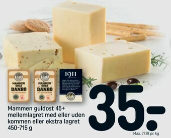 REMA 1000 Mammen guldost 45+ mellemlagret med eller uden kommen eller ekstra lagret tilbud