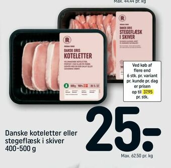 REMA 1000 Danske koteletter eller stegeflæsk i skiver tilbud