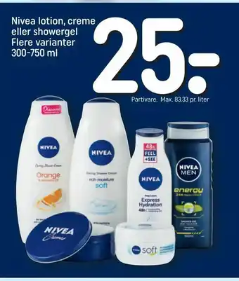 REMA 1000 Nivea lotion, creme eller showergel tilbud