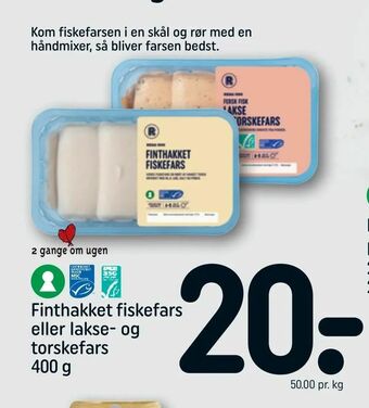 REMA 1000 Finthakket fiskefars eller lakse- og torskefars tilbud