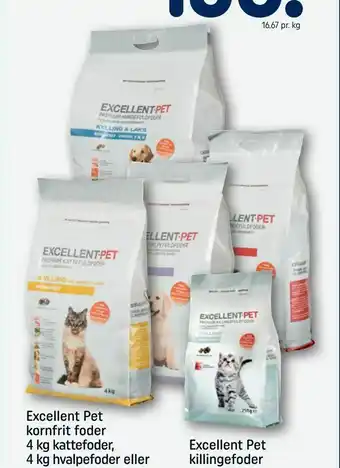 Excellent Pet kornfrit foder 4 kg kattefoder, 4 kg hvalpefoder eller 5 kg hundefoder