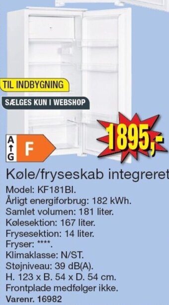 Harald Nyborg Køle/fryseskab integreret tilbud