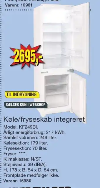 Harald Nyborg Køle/fryseskab integreret tilbud