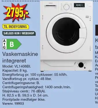 Harald Nyborg Vaskemaskine integreret Model: VL1408BI. tilbud
