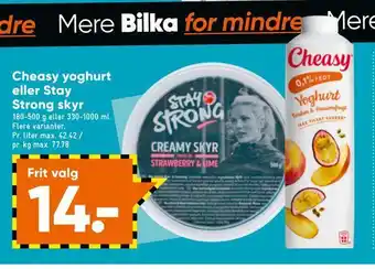 Bilka Cheasy yoghurt eller stay strong skyr tilbud