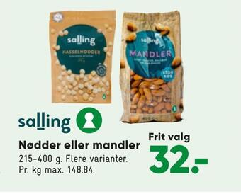 Bilka Nødder eller mandler tilbud