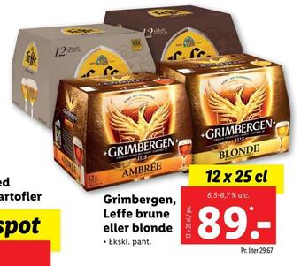 Lidl Grimbergen, leffe brune eller blonde tilbud
