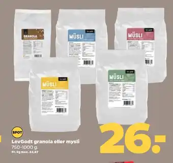 Netto Levgodt granola eller mysli tilbud