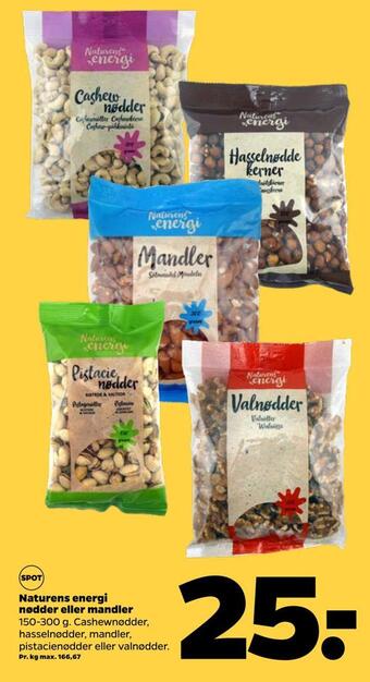 Netto Naturens energi nødder eller mandler tilbud