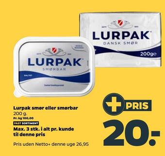 Netto Lurpak smør eller smørbar tilbud