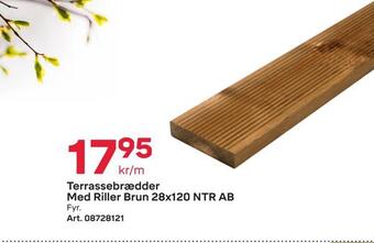 Byggmax Terrassebrædder med riller brun 28x120 ntr ab tilbud