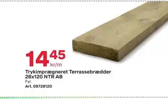 Trykimprægneret terrassebrædder 28x120 ntr ab