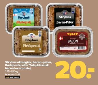 Netto Stryhns økologisk, bacon-peber, flødepostej eller tulip klassisk bacon leverpostej tilbud