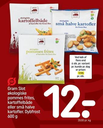 Gram slot økologiske pommes frites, kartoffelbåde eller små halve kartofler
