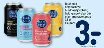 REMA 1000 Blue keld lemon/lime, hindbær/jordbær, hvid grape/rabarber eller ananas/mango tilbud