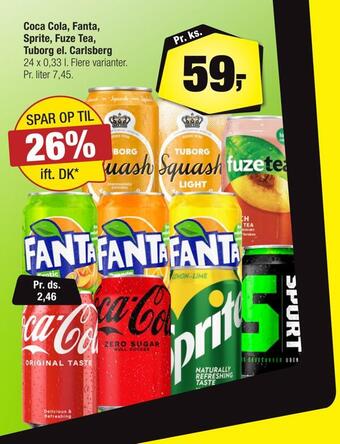 Calle Coca cola, fanta, sprite, fuze tea, tuborg el. carlsberg tilbud