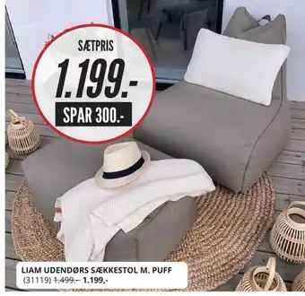 My Home Liam udendørs sækkestol m. puff tilbud