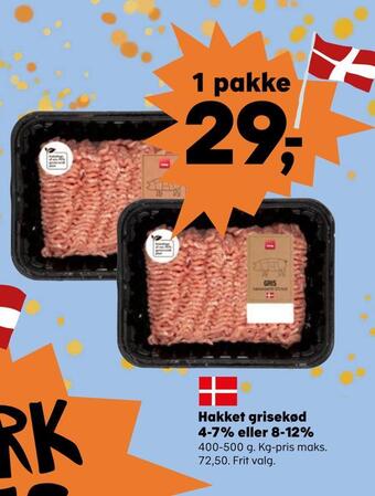 Kvickly Hakket grisekød 4-7% eller 8-12% tilbud