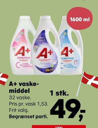 Kvickly A+ vaskemiddel tilbud