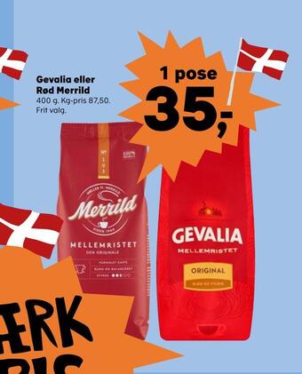SuperBrugsen Gevalia eller rød merrild tilbud