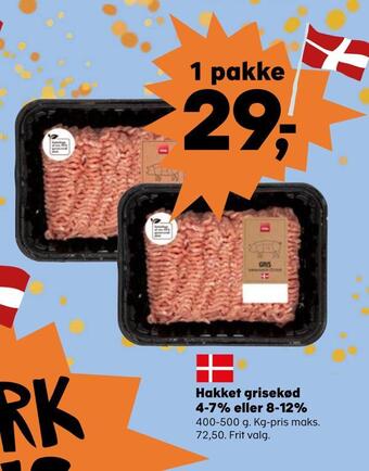 SuperBrugsen Hakket grisekød 4-7% eller 8-12% tilbud
