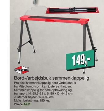 Harald Nyborg Bord-/arbejdsbuk sammenklappelig tilbud