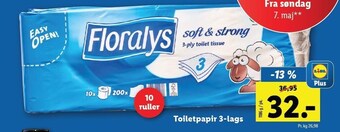 Lidl Floralys toiletpapir 3 - lags tilbud