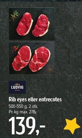 Føtex Ludvig rib eyes eller entrecotes tilbud