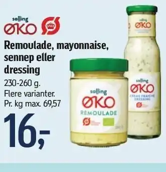 Føtex Salling øko remoulade, mayonnaise, sennep eller dressing tilbud