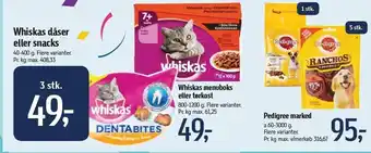 Føtex Whiskas dåser eller snacks eller pedigree marked tilbud