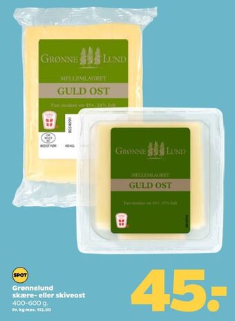 Netto Grønnelund skæreost guld mellemlagret tilbud