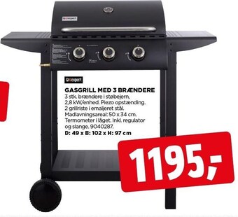 jem & fix Gasgrill med 3 brændere tilbud