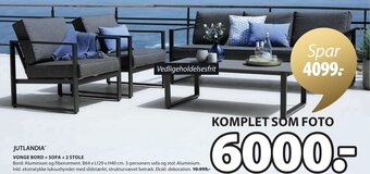 JYSK VONGE BORD + SOFA + 2 STOLE tilbud