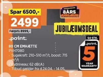 Power 80 cm emhætte tilbud