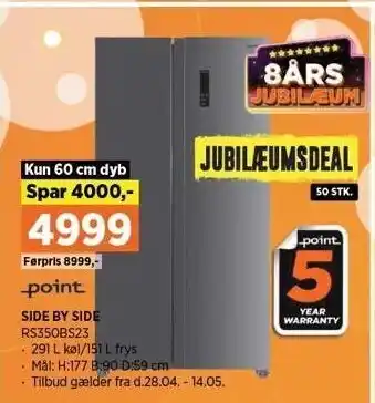 Power Side by side kun 60 cm dyb tilbud