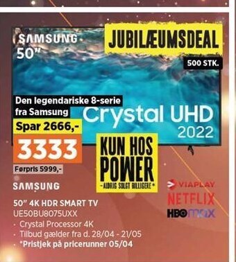 Power 50 4k hdr smart tv tilbud