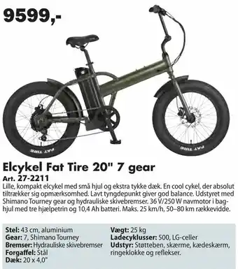 Biltema Elcykel Fat Tire 20" 7 gear tilbud