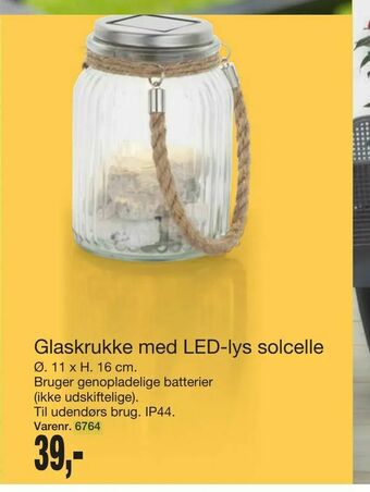 Harald Nyborg Glaskrukke med LED-lys solcelle tilbud