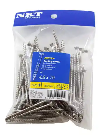 jem & fix Nkt fasteners deck+ terrasseskrue 4,8 x 75 mm 100 stk. tilbud