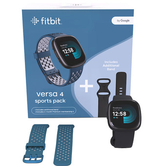 Elgiganten Fitbit versa 4 smartwatch-pakke (sort/safir) tilbud
