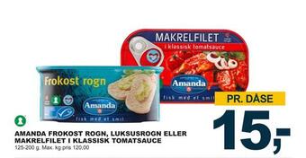 Let-Køb Amanda frokost rogn, luksusrogn eller makrelfilet i klassisk tomatsauce tilbud