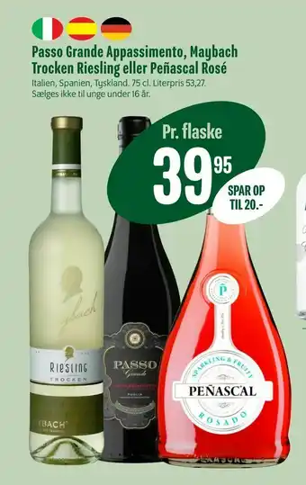 Min Købmand Passo Grande Appassimento, Maybach Trocken Riesling eller Peñascal Rosé tilbud